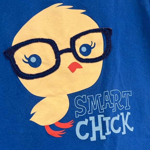 BABY GAP Toddler Girls 4T Smart Chick Graphic Tee Ruffle Sleeves Glasses Tank - Picture 3 of 6